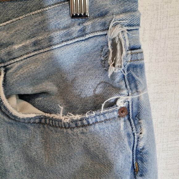 Agolde 90s Jeans Womens 28 Distressed Raw Hem Denim Stretch Pockets Pants READ - Picture 4 of 14